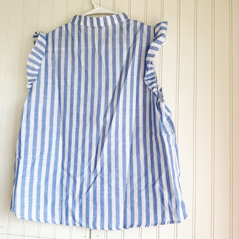 SHEIN Size L Blue and White Striped Blouse - Picture 4 of 4